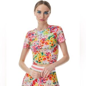 Alice + Olivia Cindy Cropped Tee Vibrant Floral